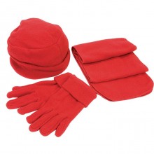 Флисовый набор "Metel" шапка, шарф, перчатки, красный, флис, 190 гр/м4