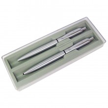 MARATHON SET, набор: ручка шариковая и карандаш механический в футляре, хром, металл/пластик