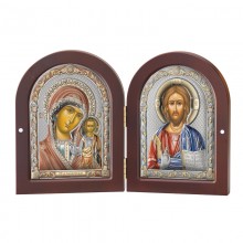 Икона двойная "Богоматерь Казанская и Иисус Христос", 15х20 см